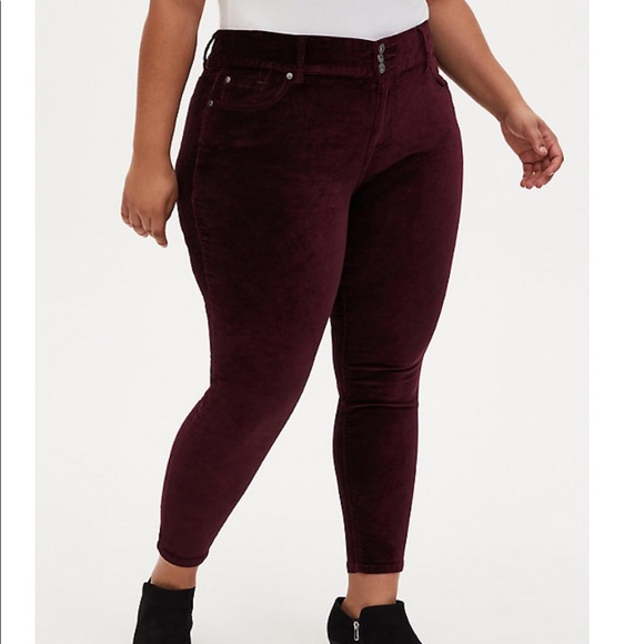 torrid Denim - NWT Torrid Burgundy Velvet Jeggings Size 22S